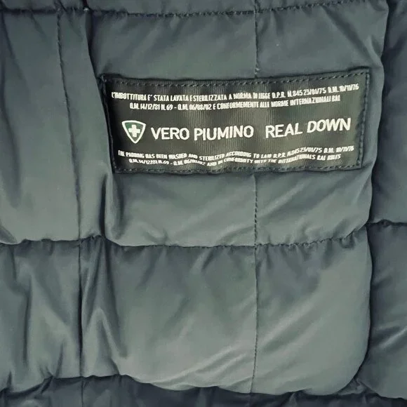Post Card - Italian Luxury Puffer Deneb Coat - Navy Blue - Size 38